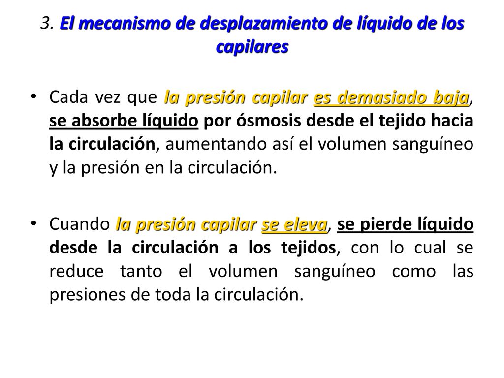 3. El mecanismo de desplazamiento de líquido de los capilares