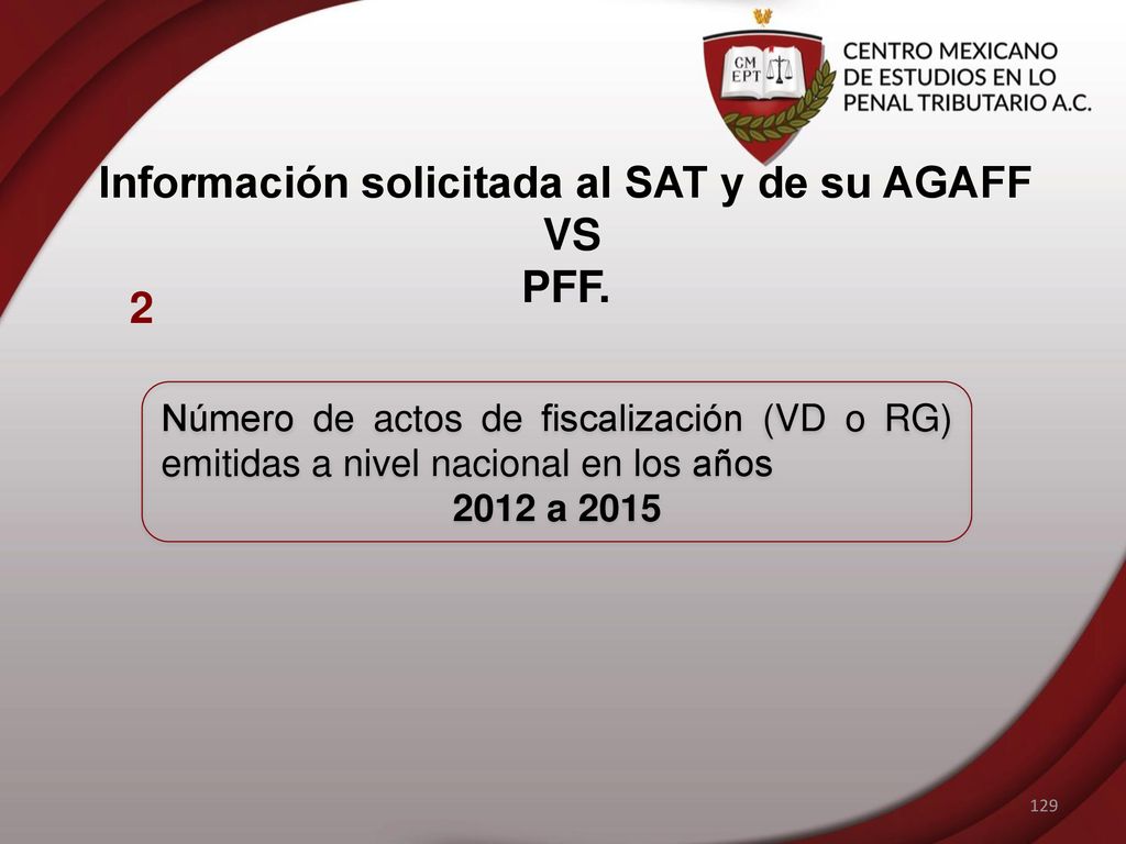 Información solicitada al SAT y de su AGAFF VS PFF.
