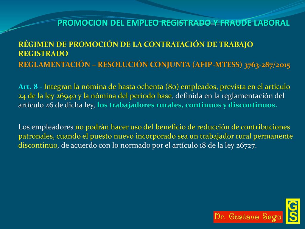 PROMOCION DEL EMPLEO REGISTRADO Y FRAUDE LABORAL