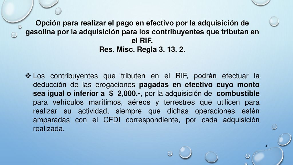 Opción para realizar el pago en efectivo por la adquisición de gasolina por la adquisición para los contribuyentes que tributan en el RIF.