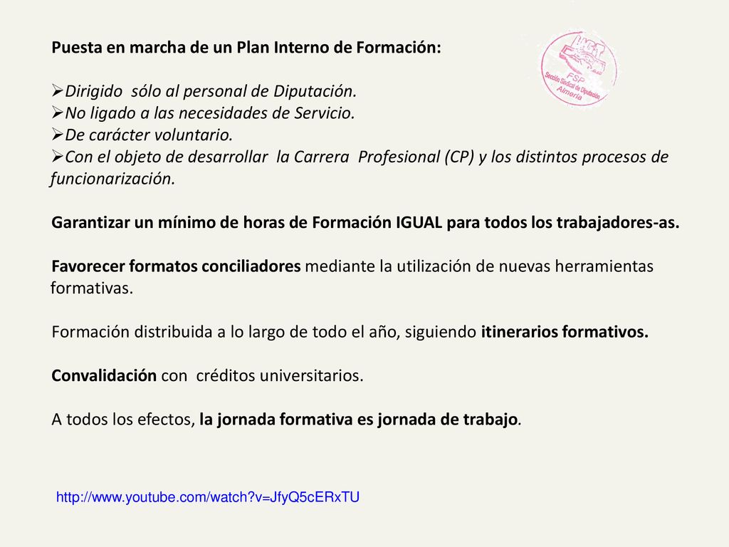 Puesta en marcha de un Plan Interno de Formación: