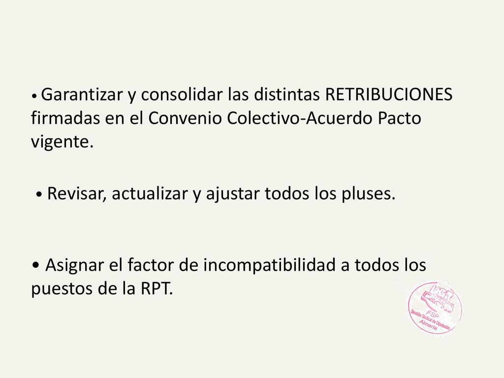 Asignar el factor de incompatibilidad a todos los puestos de la RPT.
