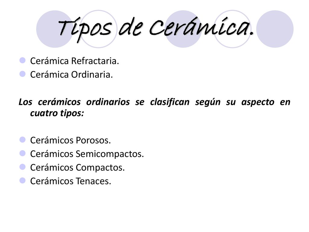 Tipos de Cerámica. Cerámica Refractaria. Cerámica Ordinaria.