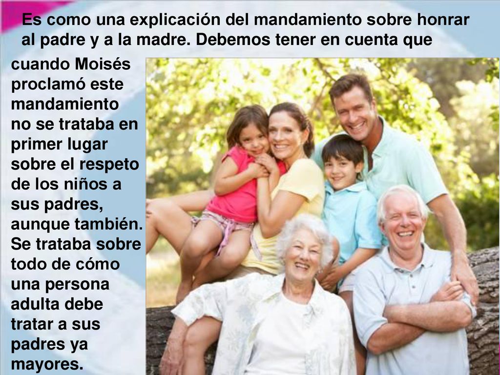 Es como una explicación del mandamiento sobre honrar al padre y a la madre. Debemos tener en cuenta que