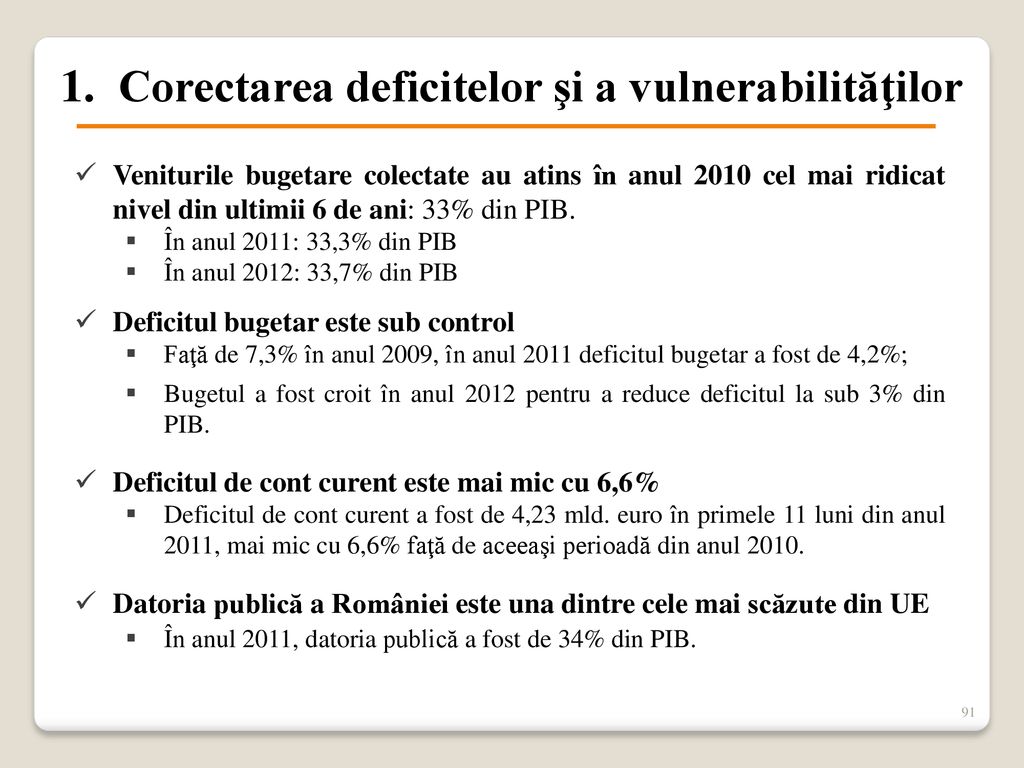 Corectarea deficitelor şi a vulnerabilităţilor