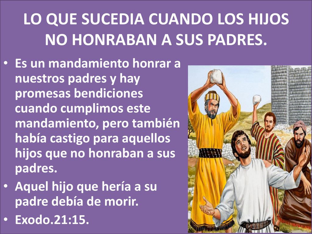 LO QUE SUCEDIA CUANDO LOS HIJOS NO HONRABAN A SUS PADRES.