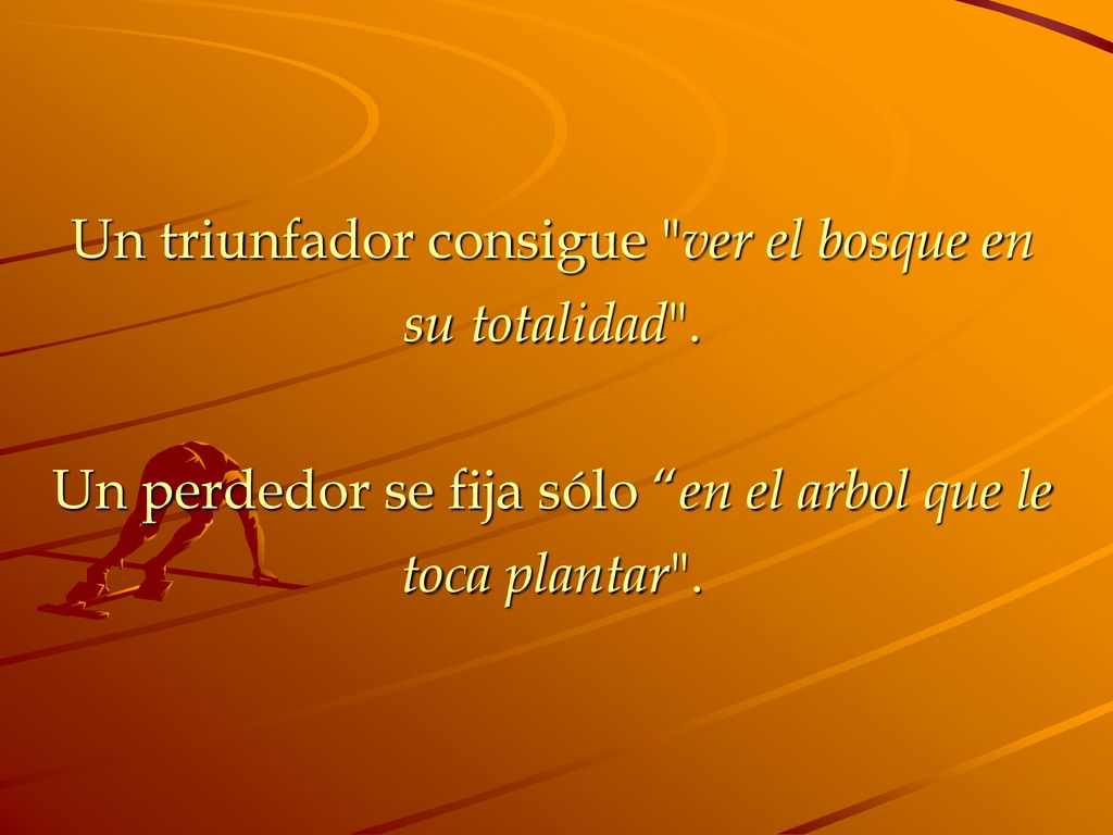 Un triunfador consigue ver el bosque en su totalidad .
