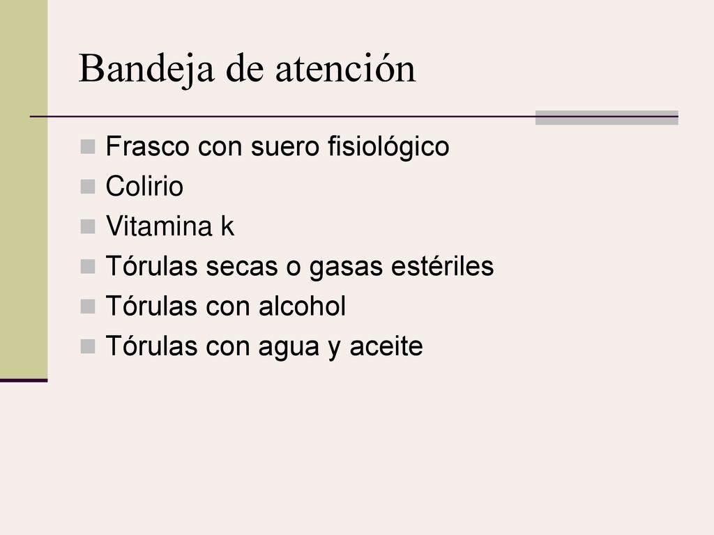 Bandeja de atención Frasco con suero fisiológico Colirio Vitamina k