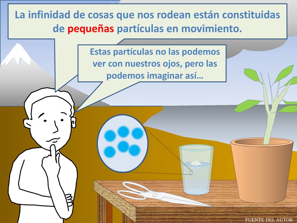 La infinidad de cosas que nos rodean están constituidas de pequeñas partículas en movimiento.