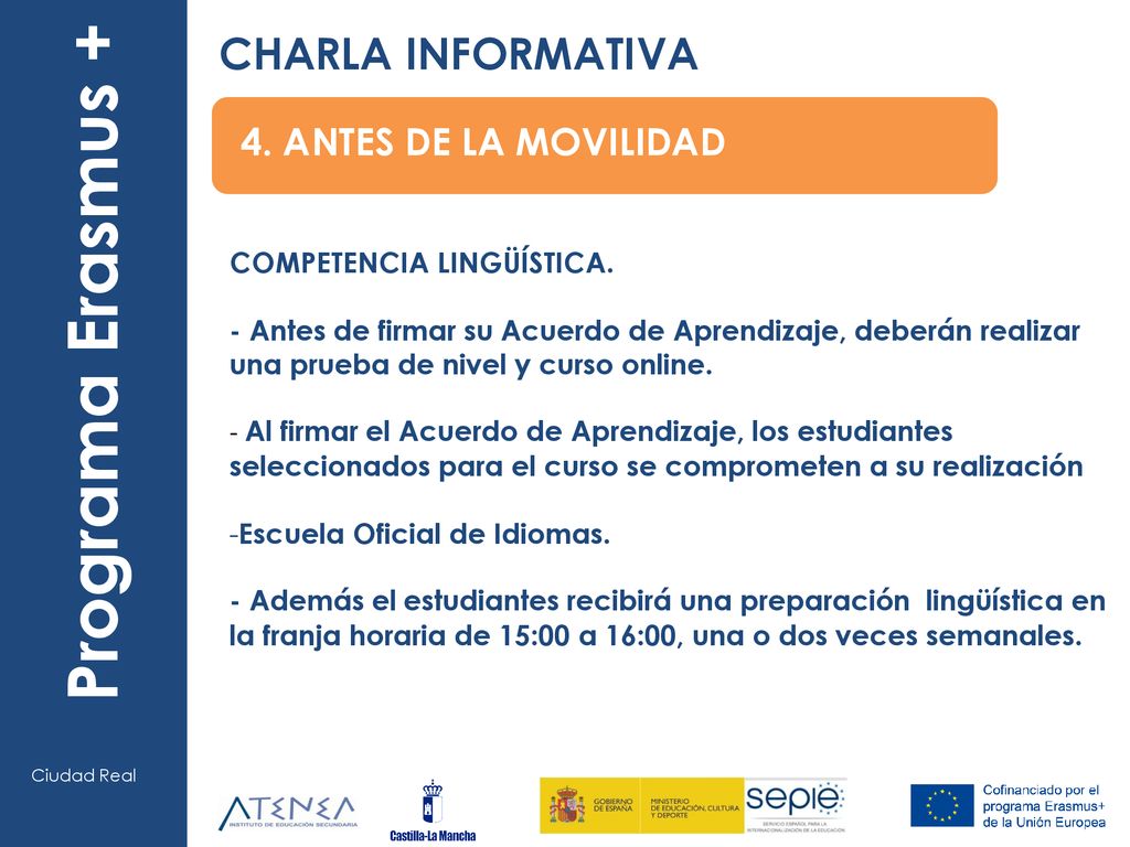 Programa Era smus + CHARLA INFORMATIVA 4. ANTES DE LA MOVILIDAD