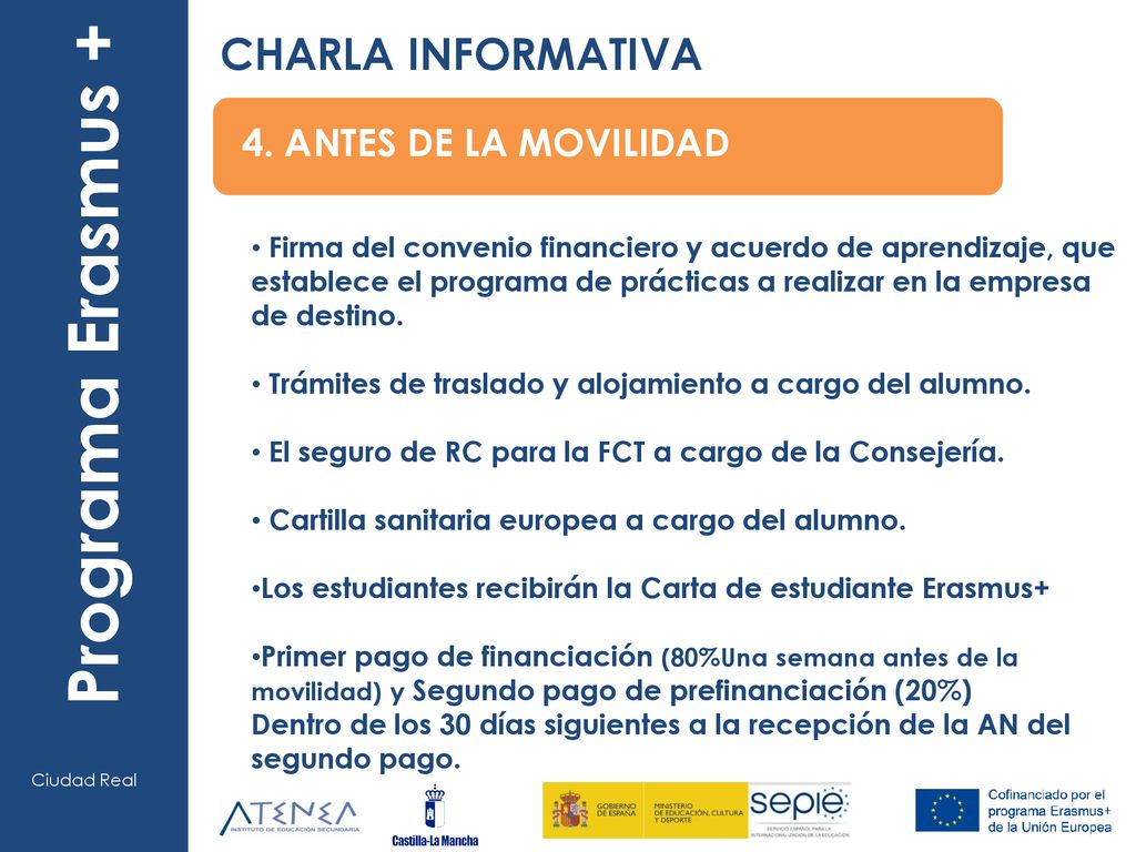 Programa Era smus + CHARLA INFORMATIVA 4. ANTES DE LA MOVILIDAD