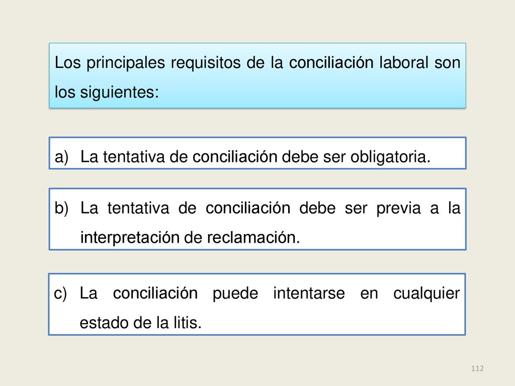 Los principales requisitos de la conciliación laboral son los siguientes: