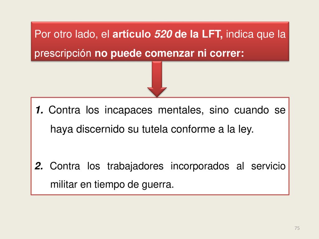 Por otro lado, el artículo 520 de la LFT, indica que la prescripción no puede comenzar ni correr: