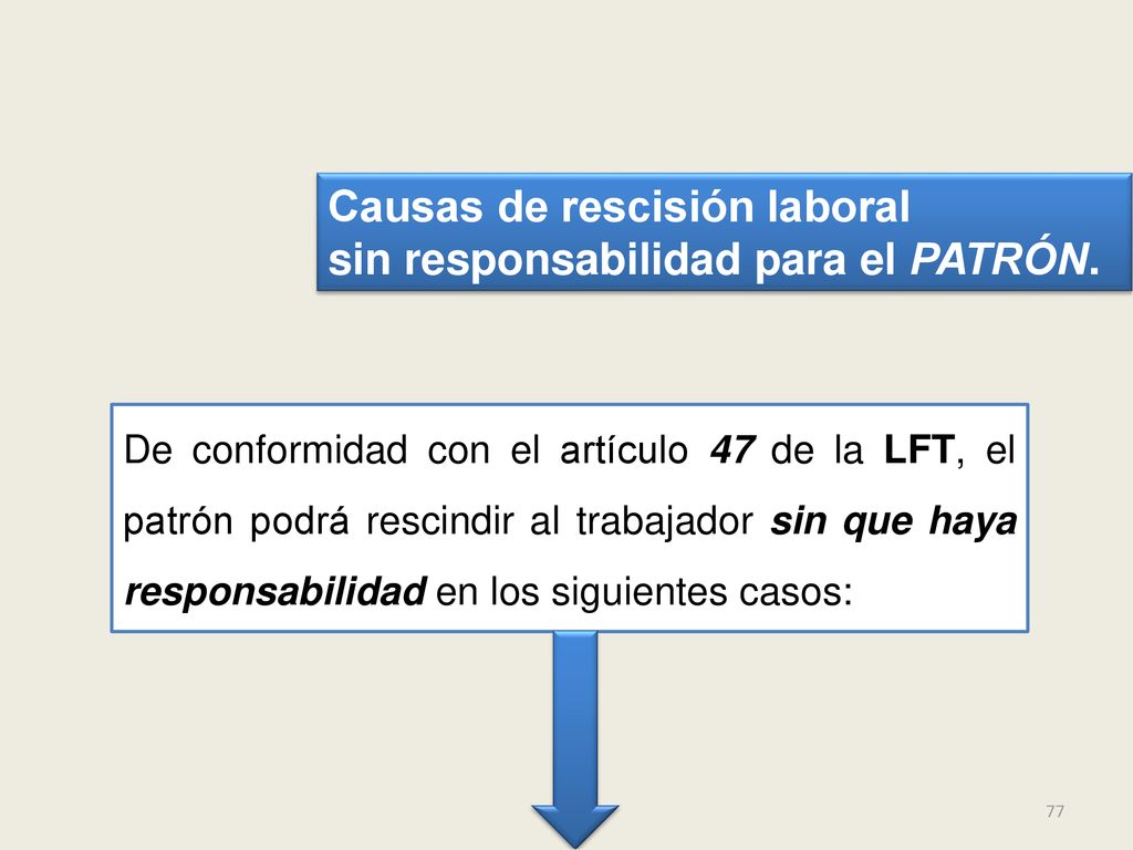 Causas de rescisión laboral sin responsabilidad para el PATRÓN.