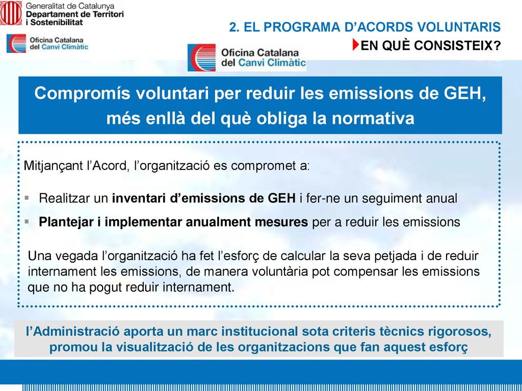 2. EL PROGRAMA D’ACORDS VOLUNTARIS EN QUÈ CONSISTEIX