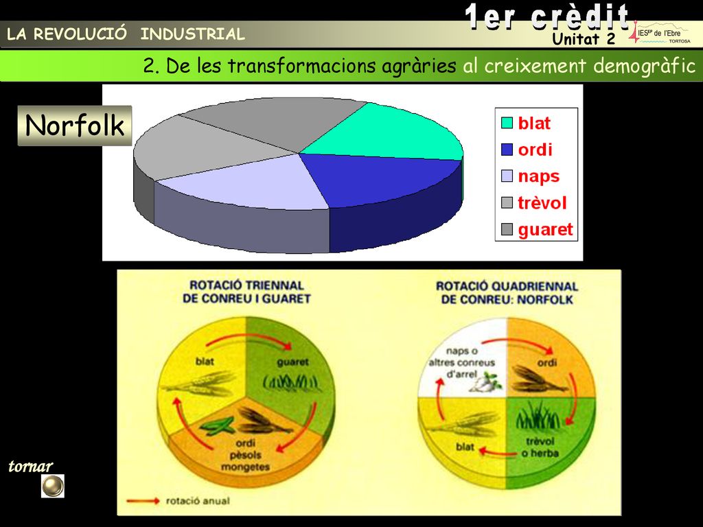 1er crèdit LA REVOLUCIÓ INDUSTRIAL. Unitat De les transformacions agràries al creixement demogràfic.