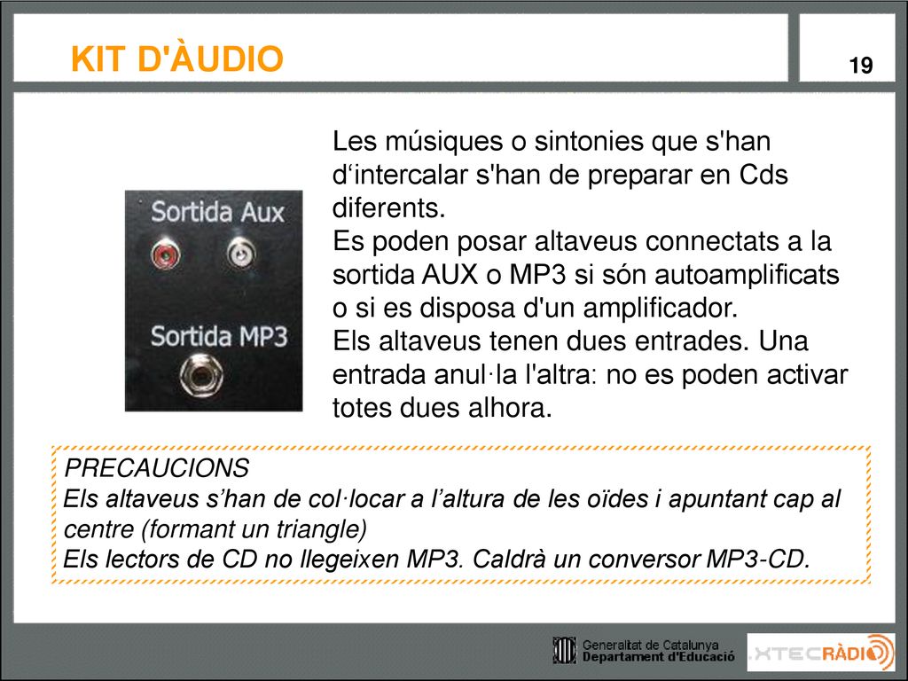 Les músiques o sintonies que s han d‘intercalar s han de preparar en Cds diferents.
