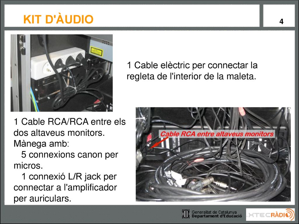 1 Cable elèctric per connectar la regleta de l interior de la maleta.