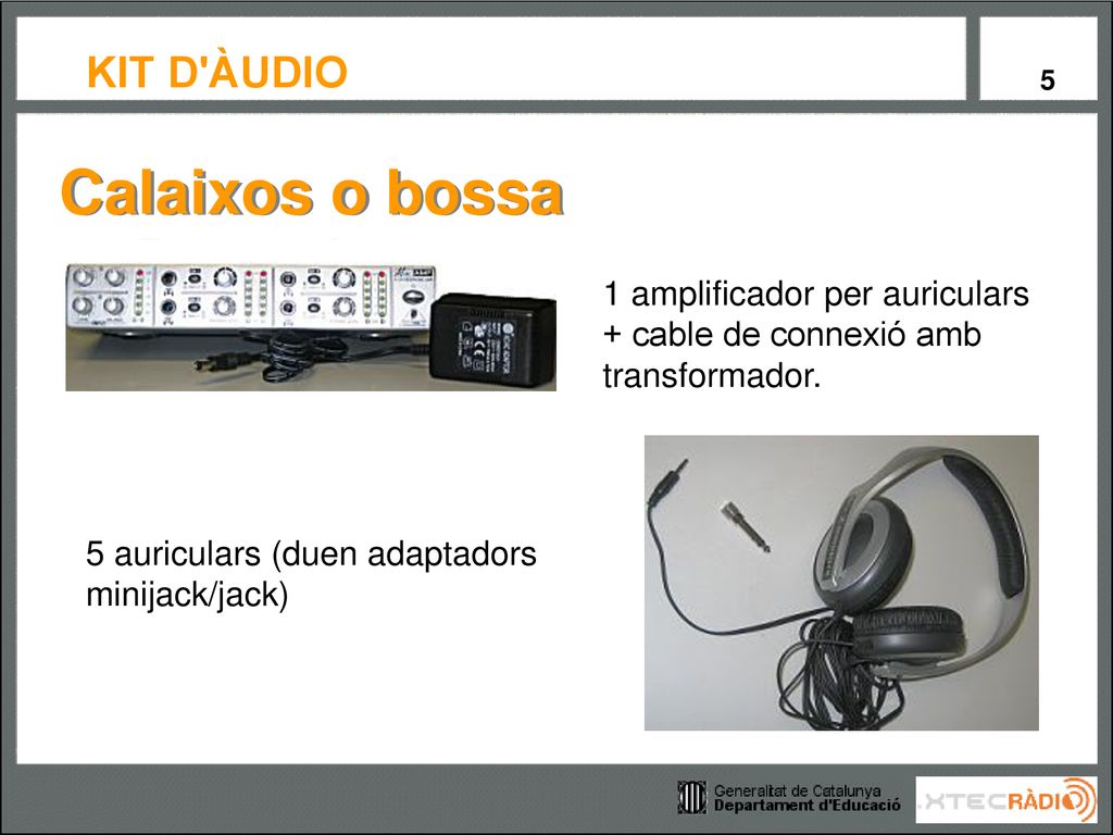 Calaixos o bossa 1 amplificador per auriculars + cable de connexió amb transformador.