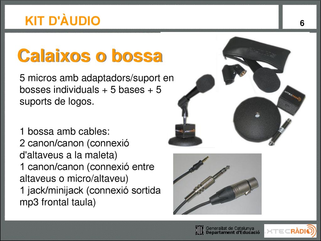 Calaixos o bossa 5 micros amb adaptadors/suport en bosses individuals + 5 bases + 5 suports de logos.