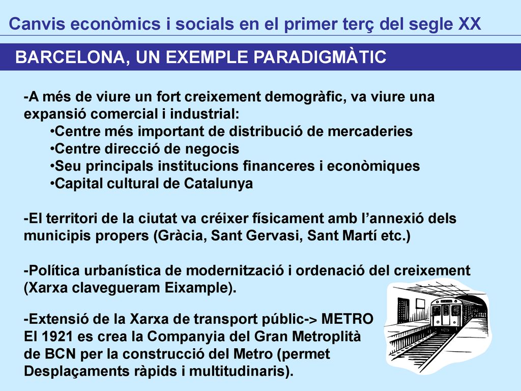 Canvis econòmics i socials en el primer terç del segle XX