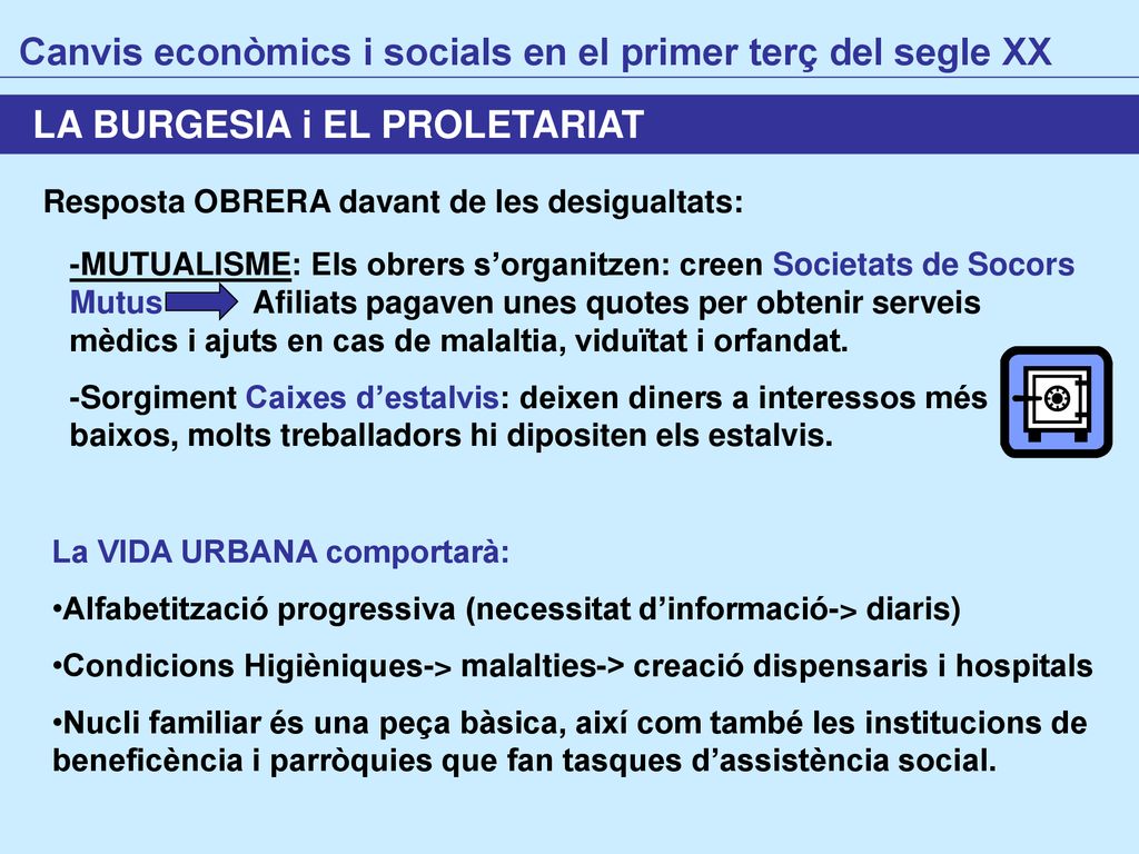 Canvis econòmics i socials en el primer terç del segle XX