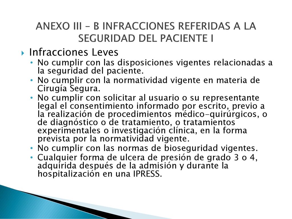 ANEXO III – B INFRACCIONES REFERIDAS A LA SEGURIDAD DEL PACIENTE I