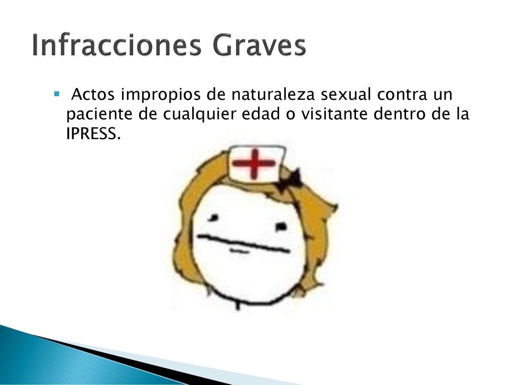 Infracciones Graves Actos impropios de naturaleza sexual contra un paciente de cualquier edad o visitante dentro de la IPRESS.