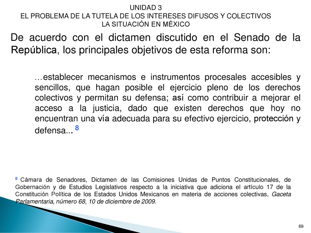 UNIDAD 3 EL PROBLEMA DE LA TUTELA DE LOS INTERESES DIFUSOS Y COLECTIVOS