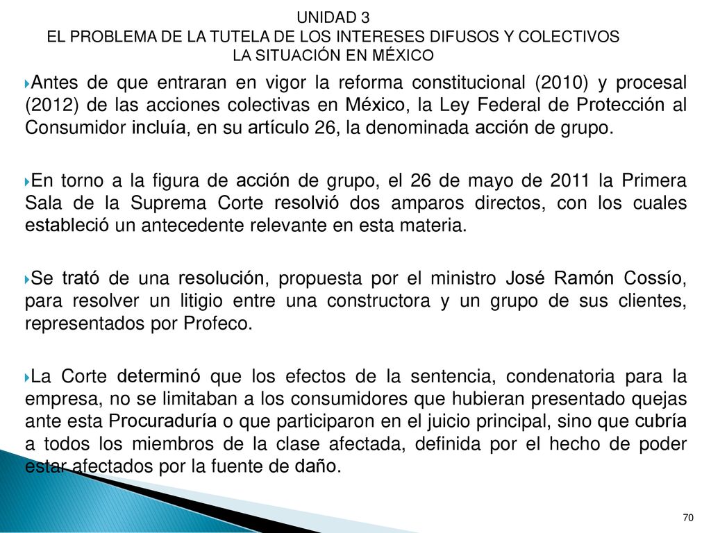 UNIDAD 3 EL PROBLEMA DE LA TUTELA DE LOS INTERESES DIFUSOS Y COLECTIVOS