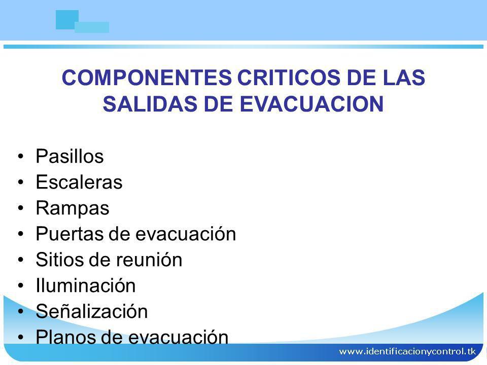 COMPONENTES CRITICOS DE LAS SALIDAS DE EVACUACION