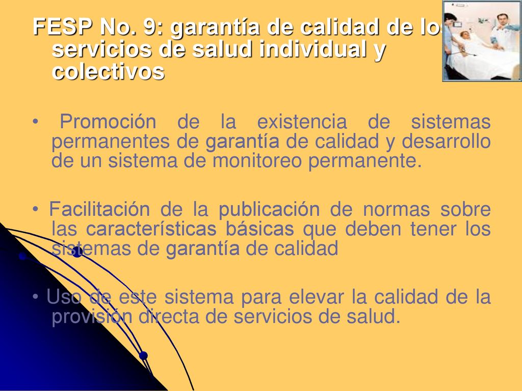 FESP No. 9: garantía de calidad de los servicios de salud individual y colectivos