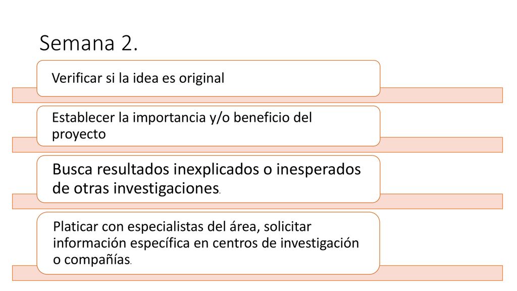 Semana 2. Verificar si la idea es original. Establecer la importancia y/o beneficio del proyecto.