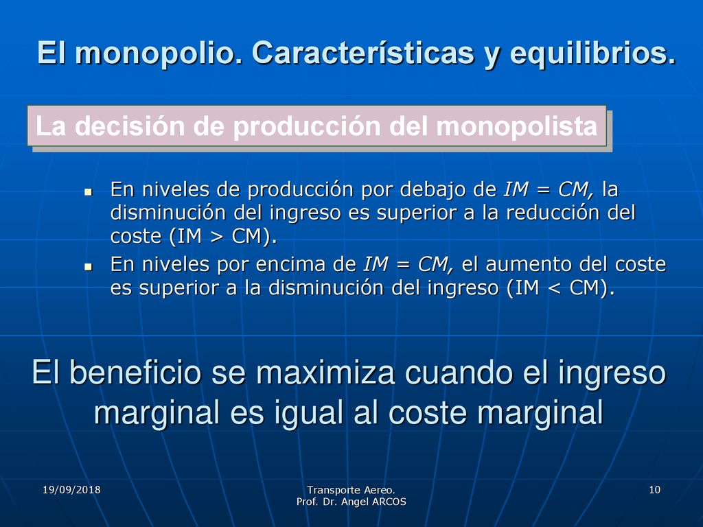 La decisión de producción del monopolista