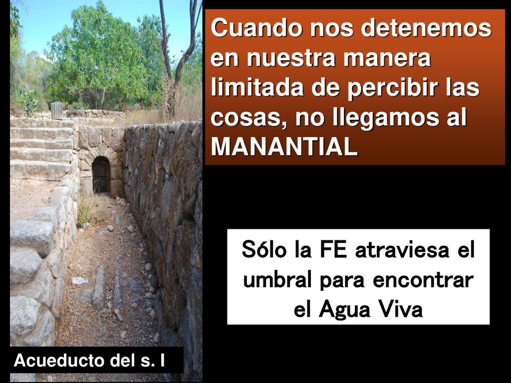Sólo la FE atraviesa el umbral para encontrar el Agua Viva