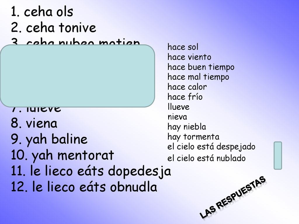 11. le lieco eáts dopedesja 12. le lieco eáts obnudla