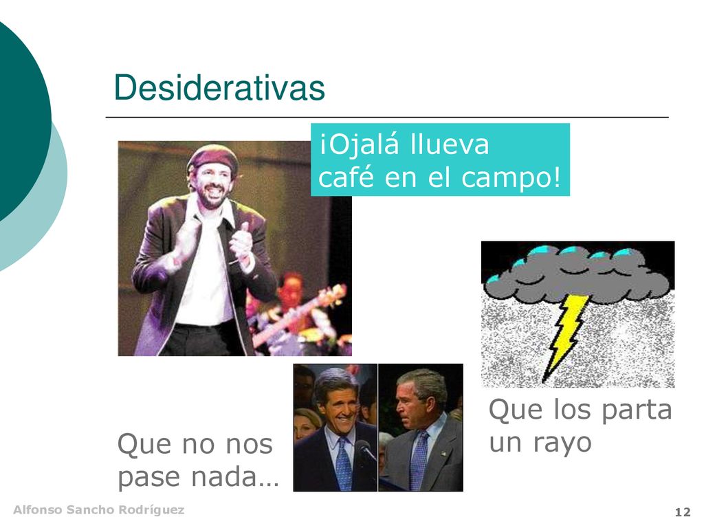 Desiderativas ¡Ojalá llueva café en el campo! Que los parta un rayo