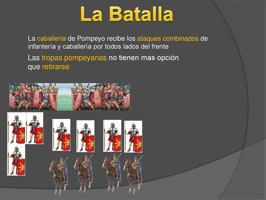 La Batalla Las tropas pompeyanas no tienen mas opción que retirarse