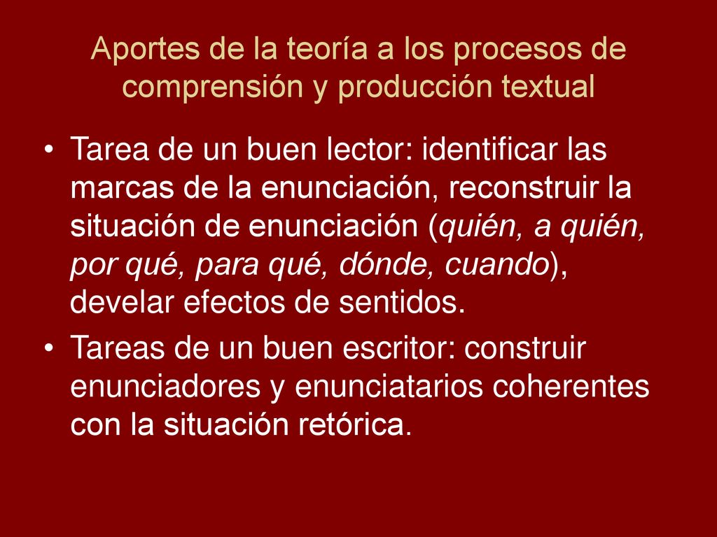 Aportes de la teoría a los procesos de comprensión y producción textual