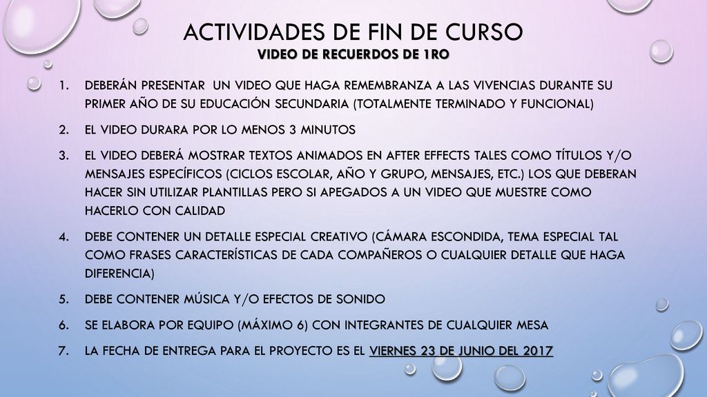 Actividades de fin de curso video de recuerdos de 1ro