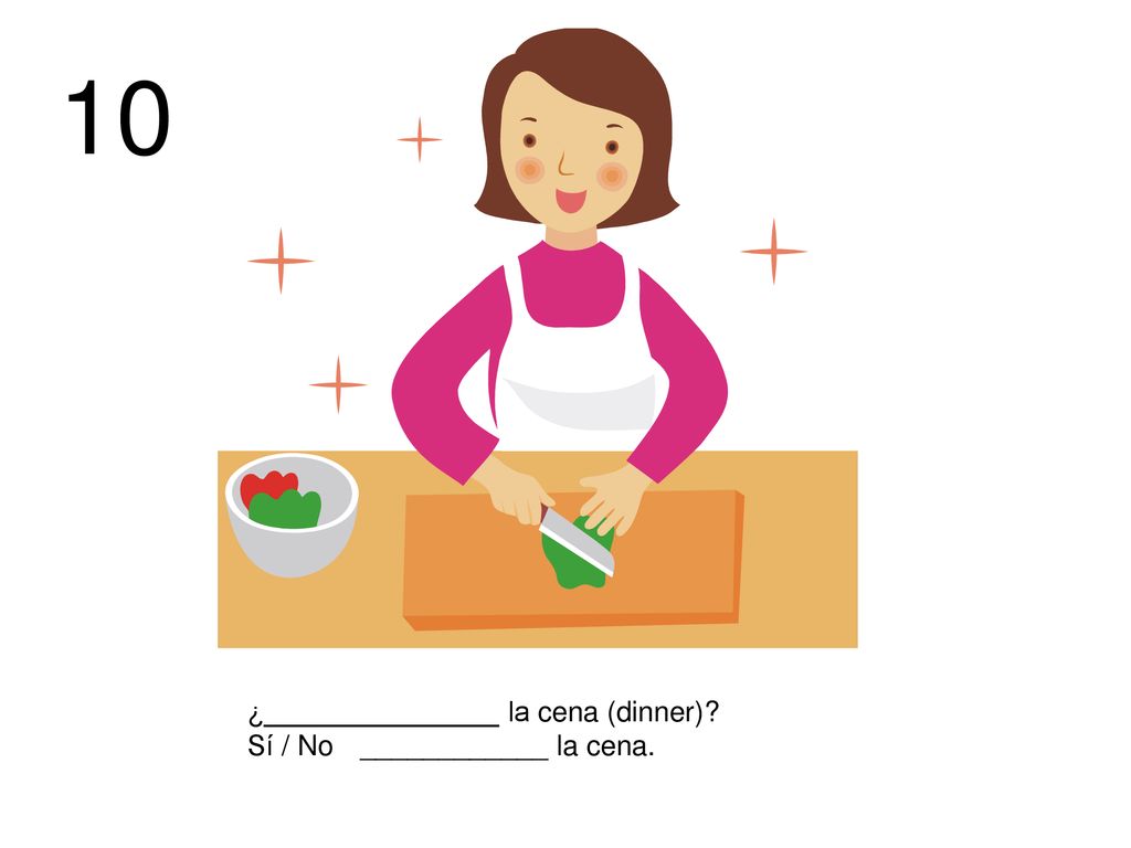 10 ¿_______________ la cena (dinner) Sí / No ____________ la cena.