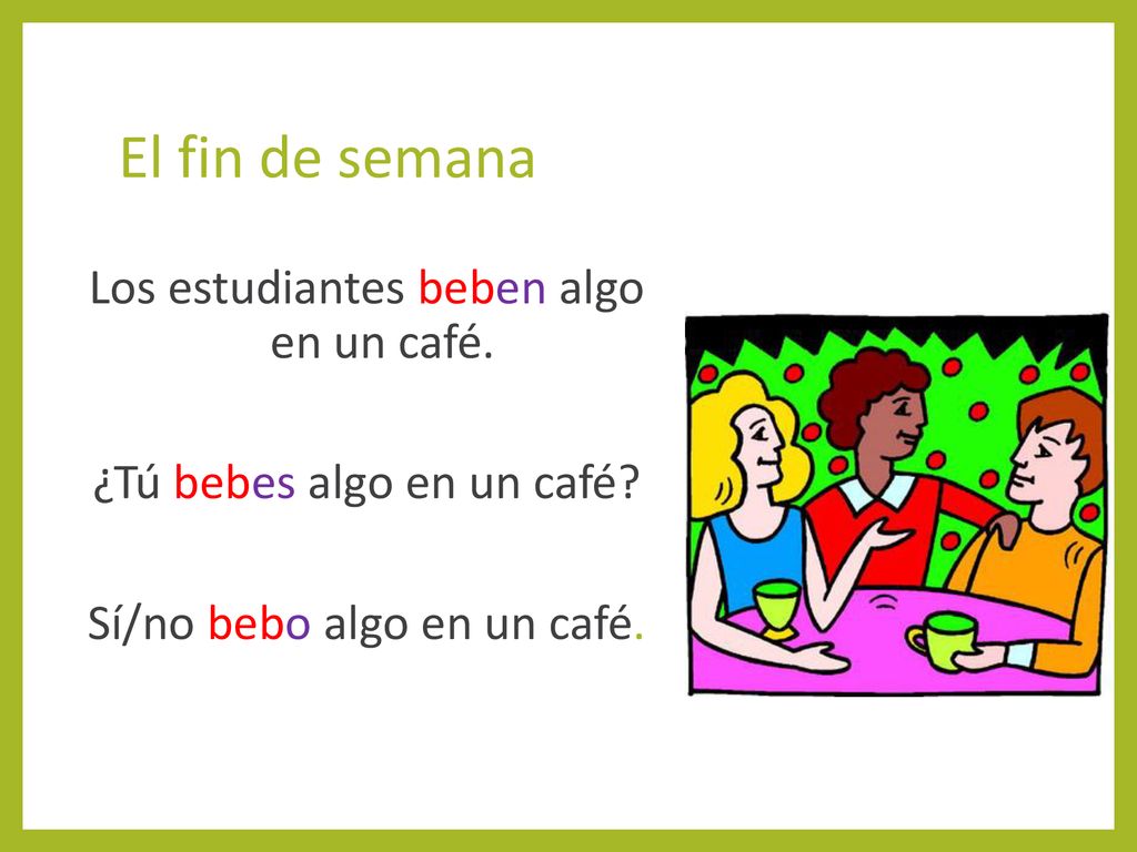 El fin de semana Los estudiantes beben algo en un café.