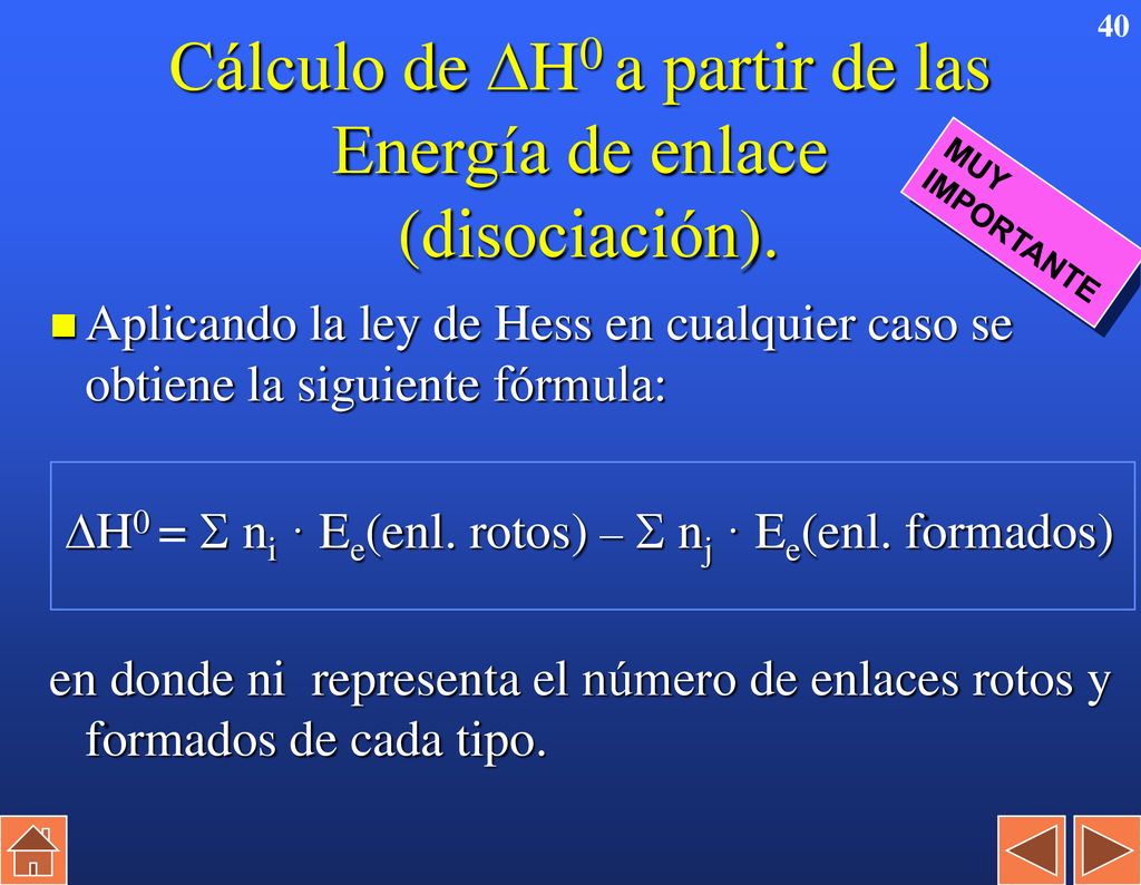 Cálculo de H0 a partir de las Energía de enlace (disociación).