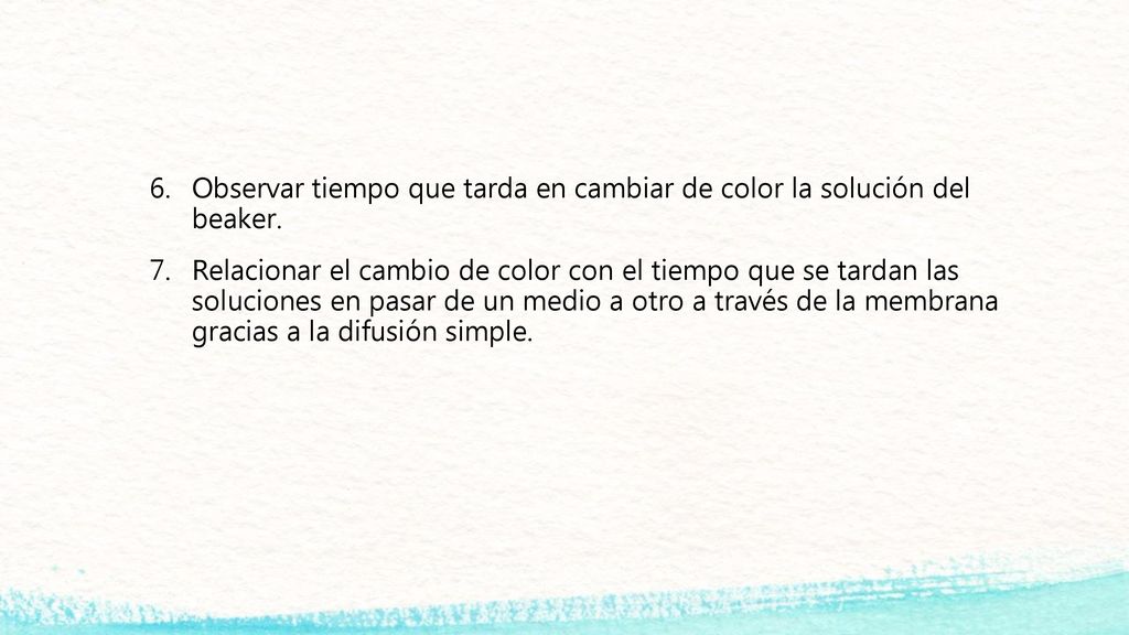 Observar tiempo que tarda en cambiar de color la solución del beaker.