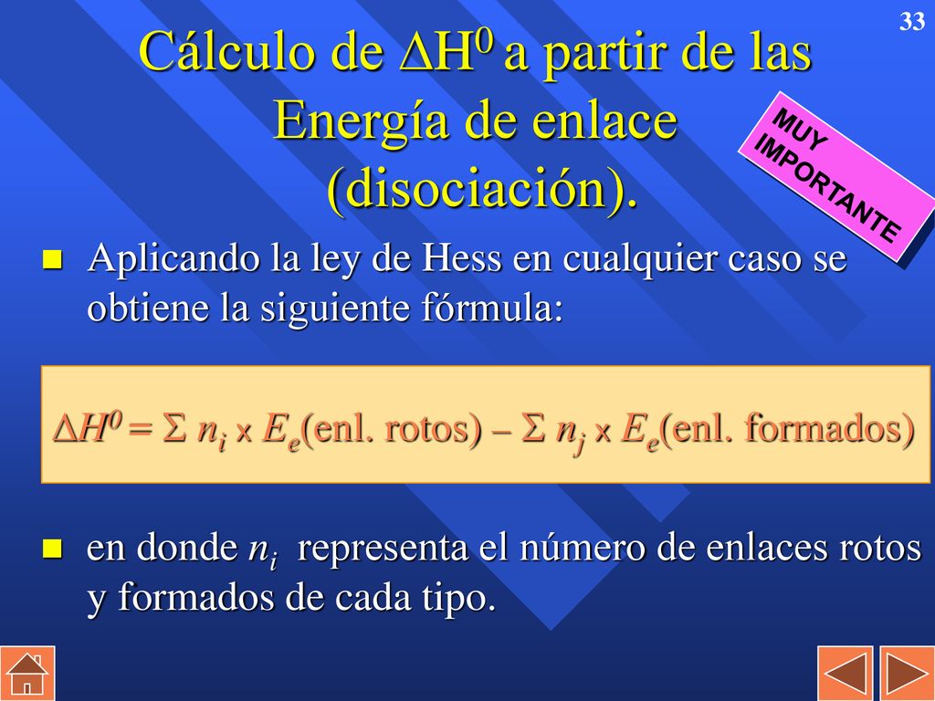 Cálculo de H0 a partir de las Energía de enlace (disociación).