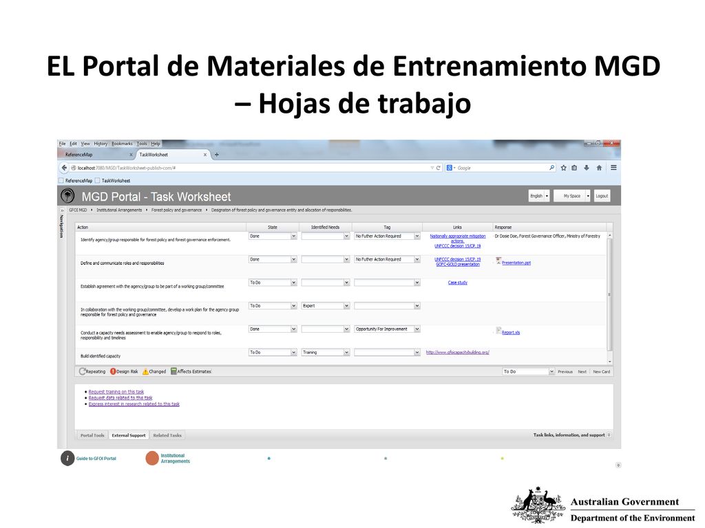 EL Portal de Materiales de Entrenamiento MGD – Hojas de trabajo