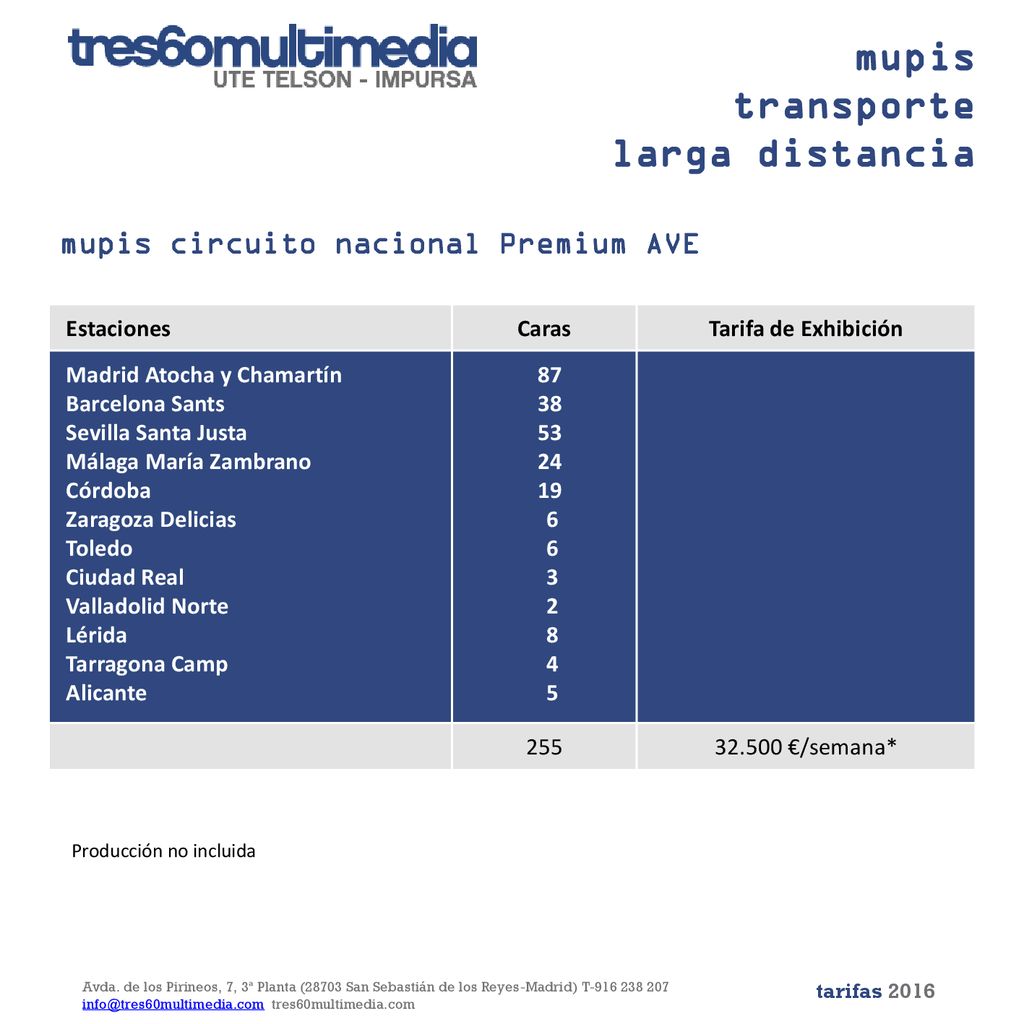 mupis transporte larga distancia mupis circuito nacional Premium AVE