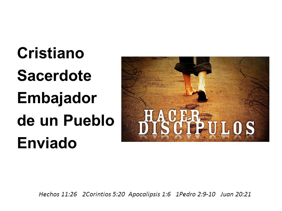 Hechos 11:26 2Corintios 5:20 Apocalipsis 1:6 1Pedro 2:9-10 Juan 20:21
