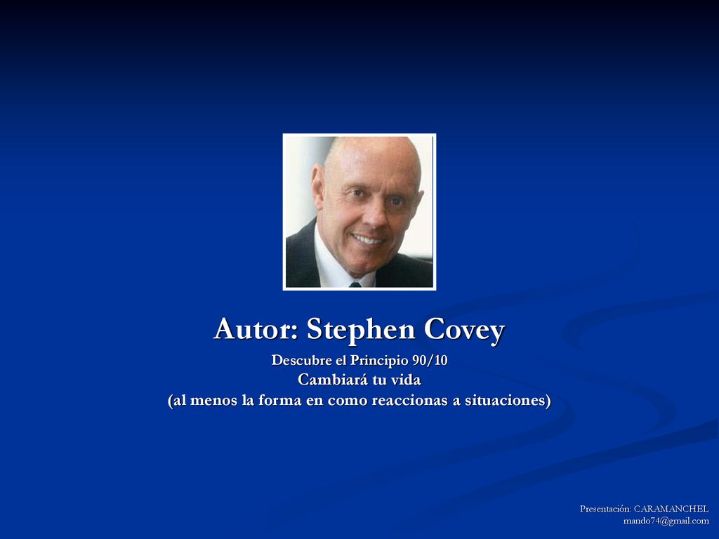 Autor: Stephen Covey Descubre el Principio 90/10 Cambiará tu vida (al menos la forma en como reaccionas a situaciones)