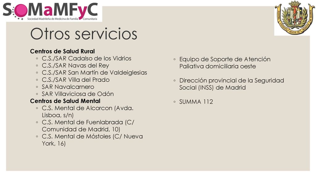 Otros servicios Centros de Salud Rural C.S./SAR Cadalso de los Vidrios